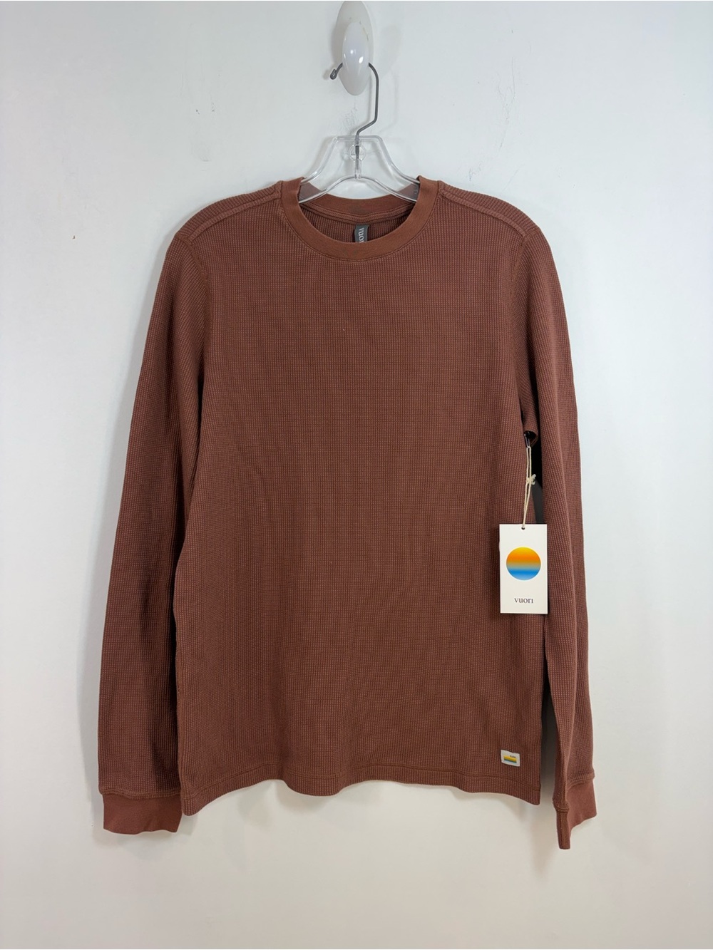 Vuori Men's Long Sleeve Waffle Crew in Rust